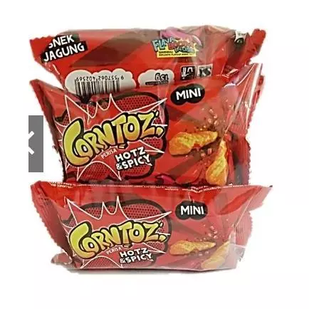 Corntoz Crackers Mini Corn Snacks z Spicy Smoky BBQZ Chilli Cheez Cheesy Pizza 15g x6pcs